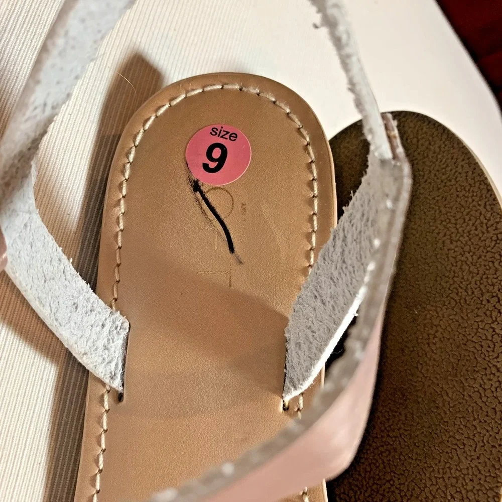 ANN TAYLOR LOFT Sandals/Flats with Ankle Strap Women's Size 9 US Pink Metallic